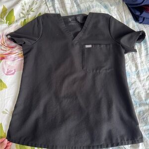 Figs Technical Collection Black V-Neck Scrub Top